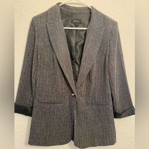 BCX Dark grey blazer with black silk cuffs size Large